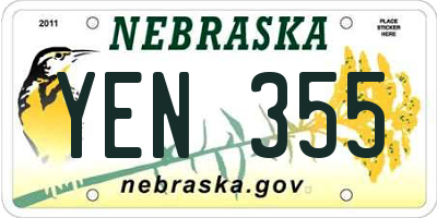 NE license plate YEN355