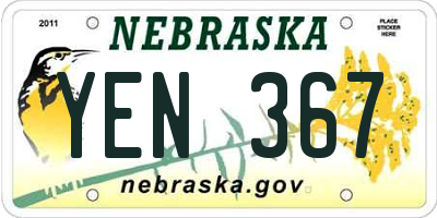 NE license plate YEN367