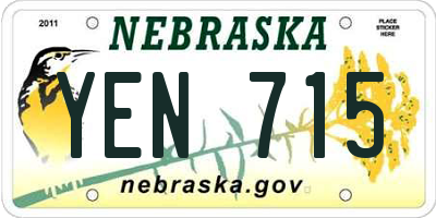 NE license plate YEN715