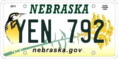 NE license plate YEN792
