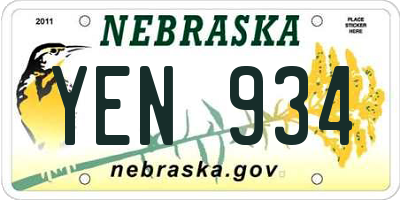 NE license plate YEN934