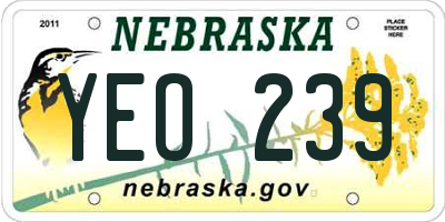 NE license plate YEO239