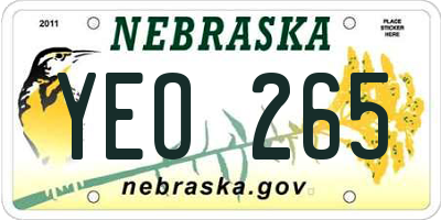 NE license plate YEO265