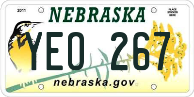 NE license plate YEO267
