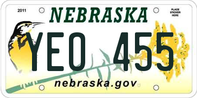 NE license plate YEO455