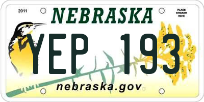 NE license plate YEP193
