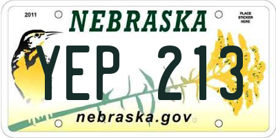 NE license plate YEP213