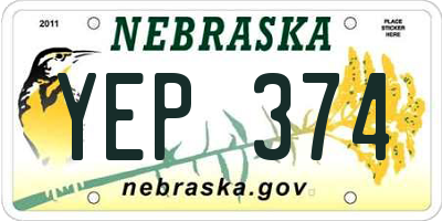 NE license plate YEP374