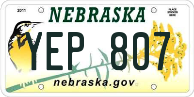 NE license plate YEP807