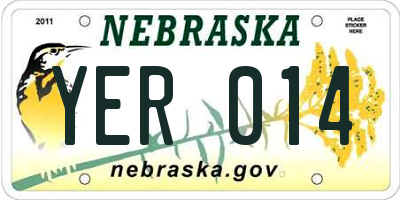 NE license plate YER014