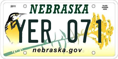 NE license plate YER071