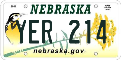 NE license plate YER214