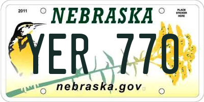 NE license plate YER770