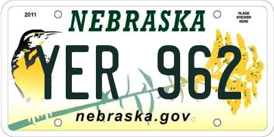 NE license plate YER962