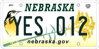 NE license plate YES012