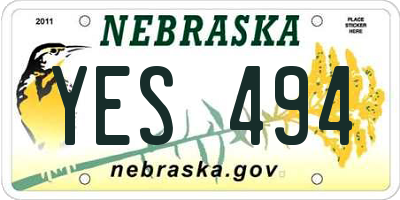 NE license plate YES494