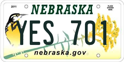 NE license plate YES701