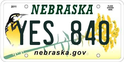 NE license plate YES840