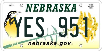 NE license plate YES951