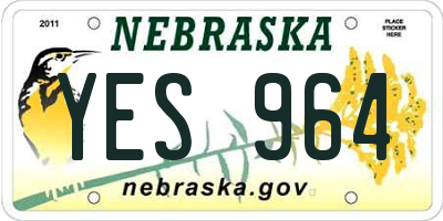 NE license plate YES964