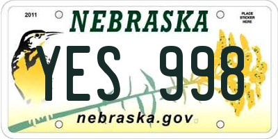 NE license plate YES998