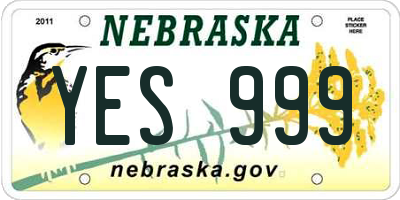 NE license plate YES999