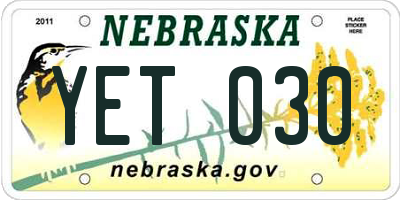 NE license plate YET030