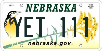 NE license plate YET111