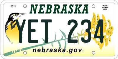 NE license plate YET234
