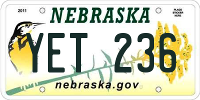 NE license plate YET236