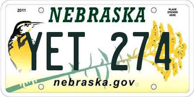 NE license plate YET274