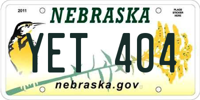 NE license plate YET404
