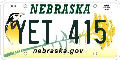 NE license plate YET415