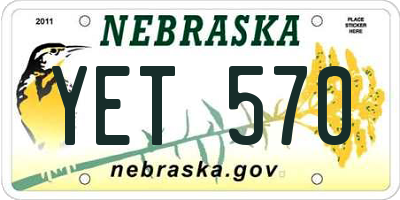 NE license plate YET570