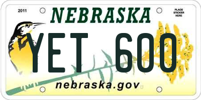 NE license plate YET600