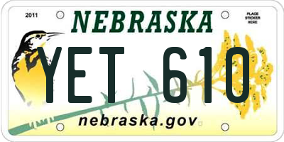 NE license plate YET610