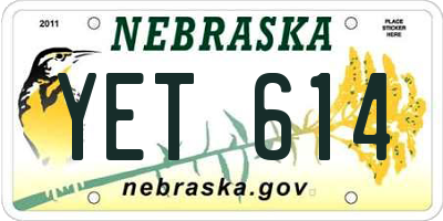 NE license plate YET614