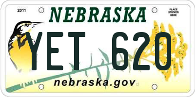 NE license plate YET620