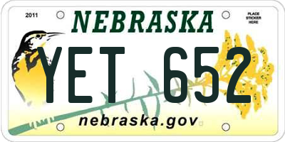 NE license plate YET652