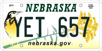 NE license plate YET657