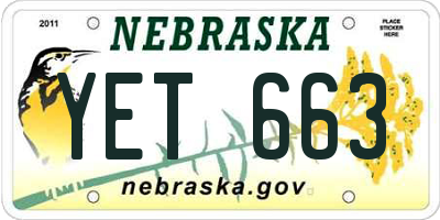 NE license plate YET663