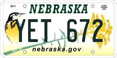 NE license plate YET672