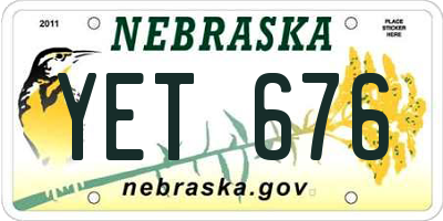 NE license plate YET676