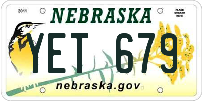 NE license plate YET679