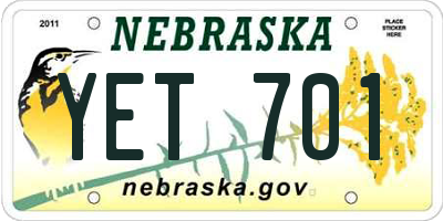 NE license plate YET701