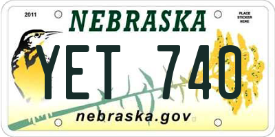 NE license plate YET740