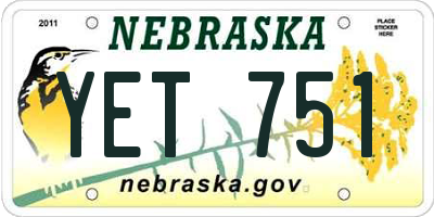 NE license plate YET751