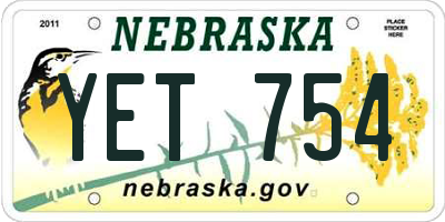 NE license plate YET754