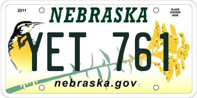 NE license plate YET761