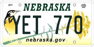 NE license plate YET770